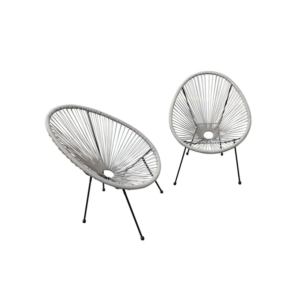Homeroots Set Of Two 28" Gray And Black Indoor Outdoor String Accent Chairs Light Grey Metal 416238