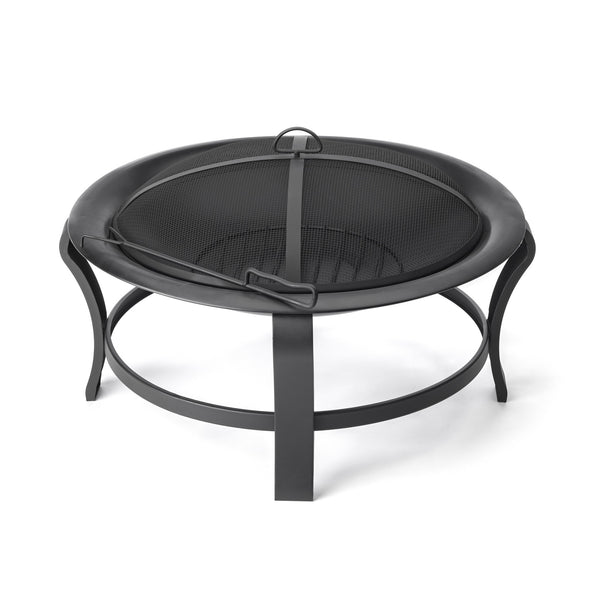 Homeroots Black Steel Round Wood Burning Fire Pit   416240