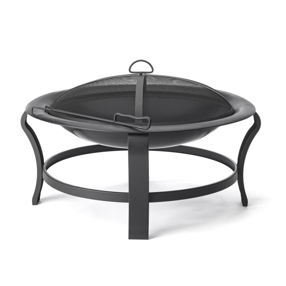 Homeroots Black Steel Round Wood Burning Fire Pit   416240