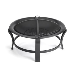 Homeroots Black Steel Round Wood Burning Fire Pit   416240