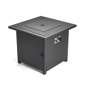Homeroots Matte Black Square Propane Fire Pit With Cover   416242