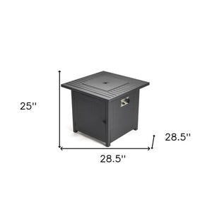 Homeroots Matte Black Square Propane Fire Pit With Cover   416242