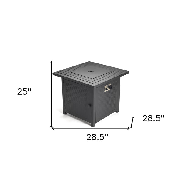 Homeroots Matte Black Square Propane Fire Pit With Cover   416242