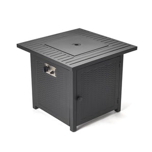 Homeroots Matte Black Square Propane Fire Pit With Cover   416242