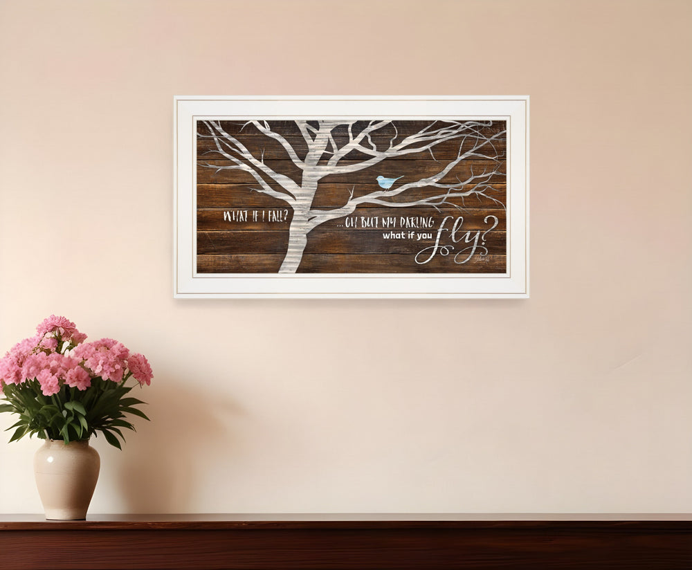 Homeroots What If You Fly 1 White Framed Print Wall Art  Paper,Wood 416283