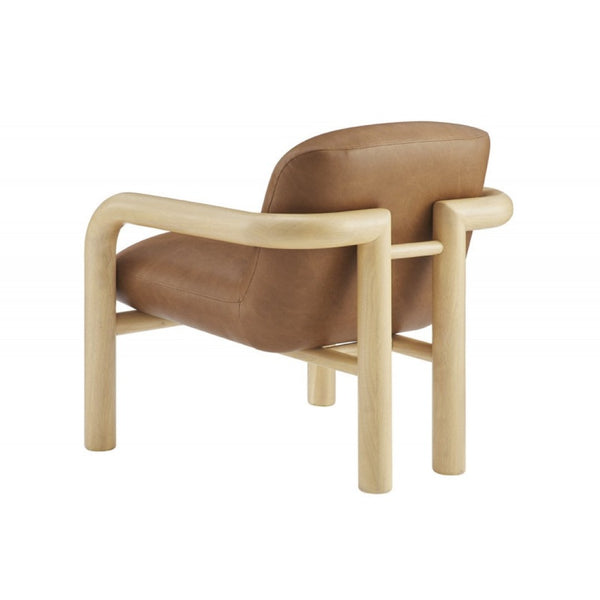 English Elm Modern Oak Framed Faux Leather Armchair Sculptural Accent Seat for Living Rooms Natural Wood B011P423334
