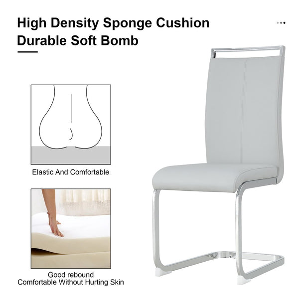 English Elm Table And Chair Set - Modern Glass Top With Black Marble Design And 6 Light Gray Pu Chairs For Dining W1151S02605-GIGA