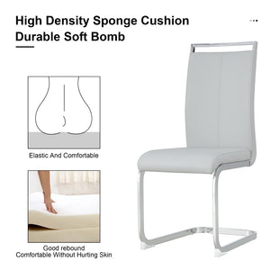 English Elm Table Set With 8 Light Gray Pu Chairs & Stunning Black Marble-Pattern Glass Top, Silver Legs W1151S02606-GIGA