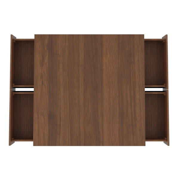 English Elm 33.25" Square Storage Coffee Table Four Drawer Matte Mdf Living Room Centerpiece Walnut N735P422508D