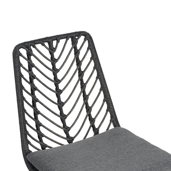 English Elm Christopher Knight Home® - DEJA Rattan Patio Chairs (2-Pack) with Gray Cushions, Iron Frame, 300 lb Capacity, Quick Assembly N762P240764E