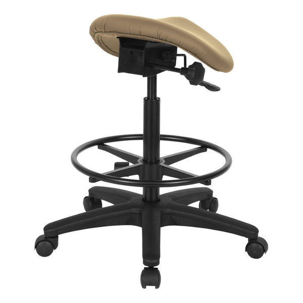 OSP Home Furnishings Backless Saddle Stool Ergonomic Pneumatic Height Adjustable Office Studio Task Seating Dillon Buff ST205-R104