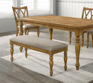 English Elm Antique Solid Oak Dining Bench with Cushion, 47" Rustic Farmhouse Seating for Kitchen, Entryway B011P375257
