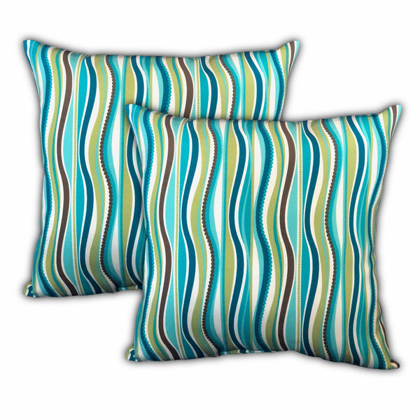 Homeroots Set Of Three 18" X 18" White And Green Blown Seam Tropical Throw Indoor Outdoor Pillow  Uv Protected Polyester 416496