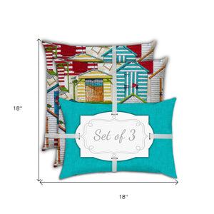 Homeroots Set Of Three 18" X 18" Orange And White Blown Seam Solid Color Throw Indoor Outdoor Pillow  Uv Protected Polyester 416497