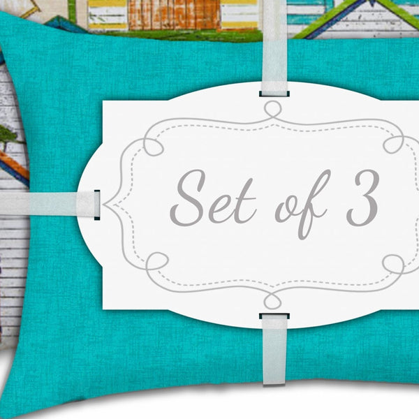 Homeroots Set Of Three 18" X 18" Orange And White Blown Seam Solid Color Throw Indoor Outdoor Pillow  Uv Protected Polyester 416497