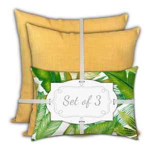 Homeroots Set Of Three 18" X 18" Green And White Blown Seam Solid Color Throw Indoor Outdoor Pillow  Uv Protected Polyester 416517