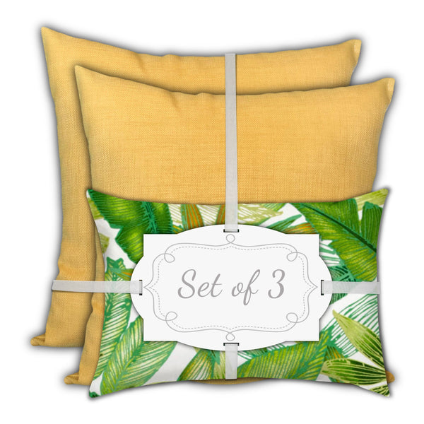 Homeroots Set Of Three 18" X 18" Green And White Blown Seam Solid Color Throw Indoor Outdoor Pillow  Uv Protected Polyester 416517