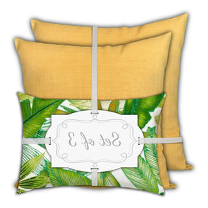 Homeroots Set Of Three 18" X 18" Green And White Blown Seam Solid Color Throw Indoor Outdoor Pillow  Uv Protected Polyester 416517