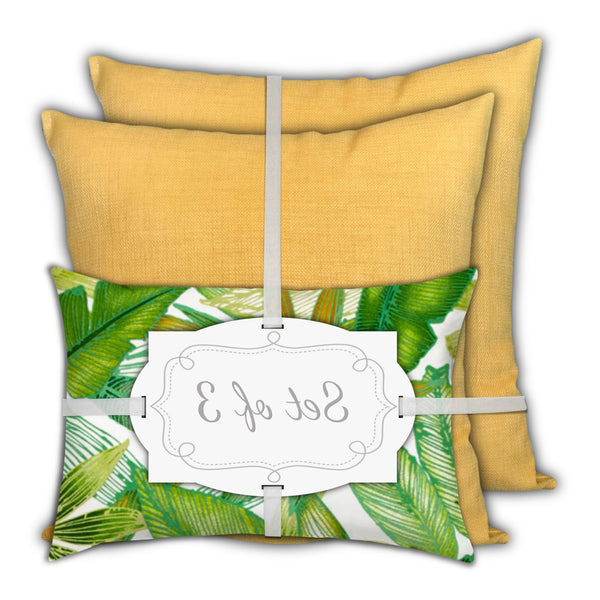 Homeroots Set Of Three 18" X 18" Green And White Blown Seam Solid Color Throw Indoor Outdoor Pillow  Uv Protected Polyester 416517