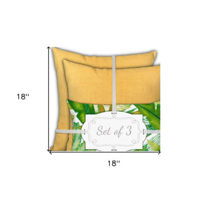 Homeroots Set Of Three 18" X 18" Green And White Blown Seam Solid Color Throw Indoor Outdoor Pillow  Uv Protected Polyester 416517