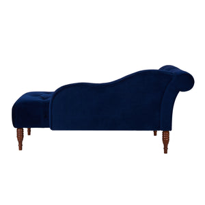 English Elm Jennifer Taylor Home - Samuel Tufted Roll Arm Chaise Lounge in Lux Velvet Upholstery with Kiln-Dried Hardwood Frame and Plush Support Navy Blue B2719P238291