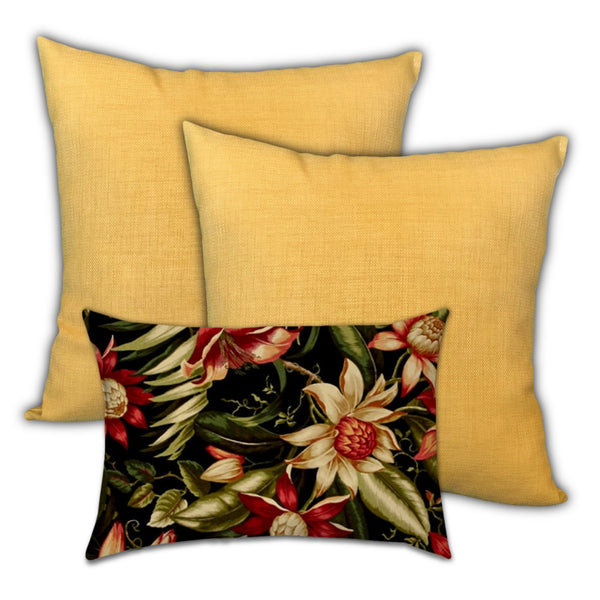 Homeroots Set Of Three 18" X 18" Black And Red Blown Seam Solid Color Throw Indoor Outdoor Pillow  Uv Protected Polyester 416520