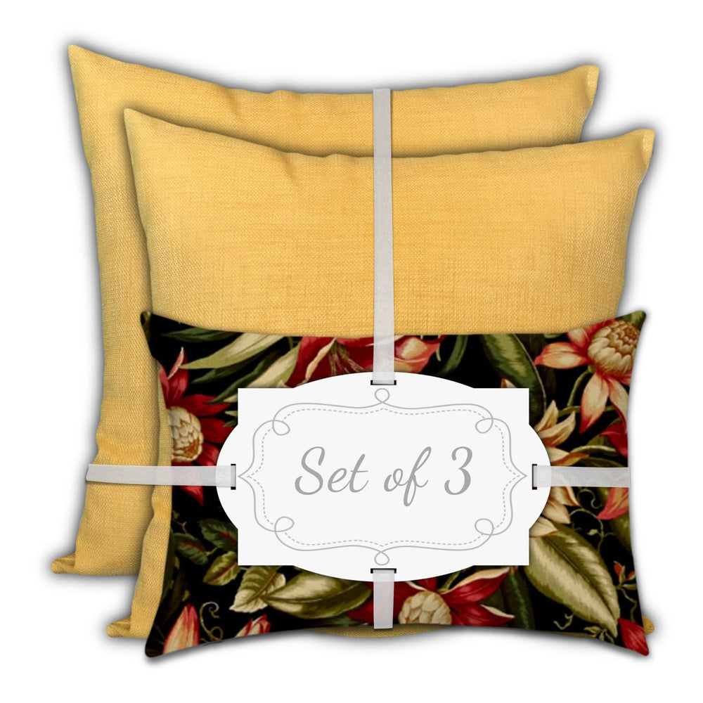 Homeroots Set Of Three 18" X 18" Black And Red Blown Seam Solid Color Throw Indoor Outdoor Pillow  Uv Protected Polyester 416520