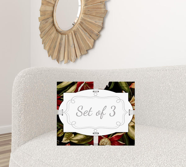 Homeroots Set Of Three 18" X 18" Black And Red Blown Seam Solid Color Throw Indoor Outdoor Pillow  Uv Protected Polyester 416520