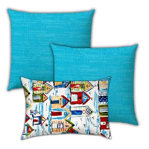 Homeroots Set Of Three 18" X 18" Red And Green Blown Seam Solid Color Throw Indoor Outdoor Pillow  Uv Protected Polyester 416531