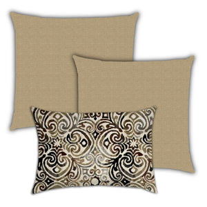 Homeroots Set Of Three 18" X 18" Brown And Tan Blown Seam Solid Color Throw Indoor Outdoor Pillow  Uv Protected Polyester 416535