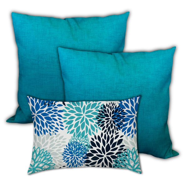 Homeroots Set Of Three 18" X 18" White And Gray Blown Seam Solid Color Throw Indoor Outdoor Pillow  Uv Protected Polyester 416543