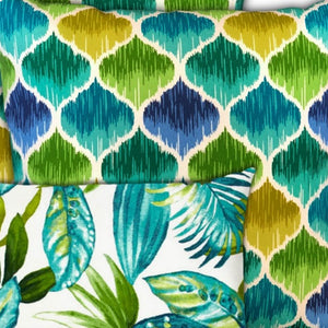 Homeroots Set Of Three 18" X 18" Green And Yellow Blown Seam Quatrefoil Throw Indoor Outdoor Pillow  Uv Protected Polyester 416552