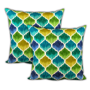 Homeroots Set Of Three 18" X 18" Green And Yellow Blown Seam Quatrefoil Throw Indoor Outdoor Pillow  Uv Protected Polyester 416553