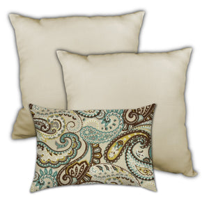 Homeroots Set Of Three 18" X 18" Brown And Tan Blown Seam Paisley Throw Indoor Outdoor Pillow  Uv Protected Polyester 416617