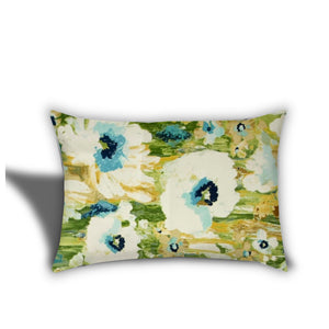 Homeroots Set Of Three 18" X 18" Green And Blue Blown Seam Floral Throw Indoor Outdoor Pillow  Uv Protected Polyester 416621