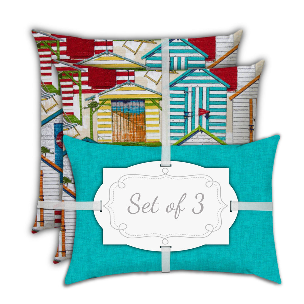 Homeroots Set Of Three 18" X 18" Orange And White Zippered Solid Color Throw Indoor Outdoor Pillow  Uv Protected Polyester 416634