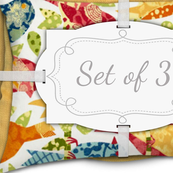 Homeroots Set Of Three 18" X 18" Gold And White Bird Zippered Solid Color Throw Indoor Outdoor Pillow  Uv Protected Polyester 416657