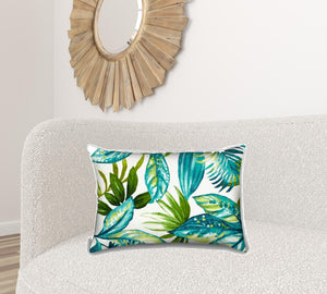 Homeroots Set Of Three 18" X 18" White And Blue Zippered Tropical Throw Indoor Outdoor Pillow  Uv Protected Polyester 416673