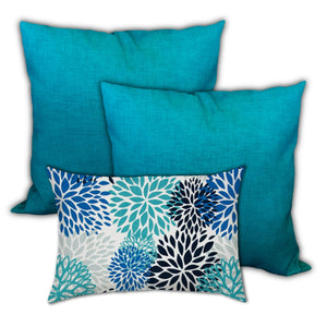 Homeroots Set Of Three 18" X 18" White And Gray Zippered Floral Throw Indoor Outdoor Pillow  Uv Protected Polyester 416679