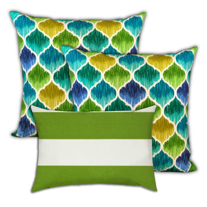 Homeroots Set Of Three 18" X 18" Green And Yellow Zippered Quatrefoil Throw Indoor Outdoor Pillow  Uv Protected Polyester 416683