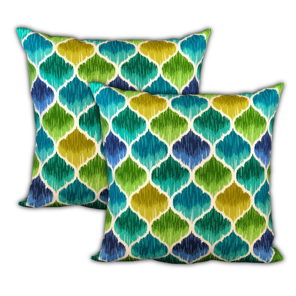 Homeroots Set Of Three 18" X 18" Green And Yellow Zippered Quatrefoil Throw Indoor Outdoor Pillow  Uv Protected Polyester 416683
