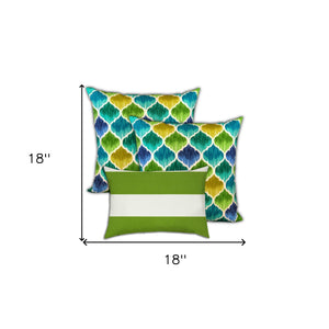 Homeroots Set Of Three 18" X 18" Green And Yellow Zippered Quatrefoil Throw Indoor Outdoor Pillow  Uv Protected Polyester 416683