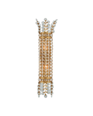 Currey & Company Bradshaw Wall Sconce - Elegant Wrought Iron Design With Crystal Baguettes & Frosted Glass Accents Gold Glass ,Crystal ,Wrought Iron 5000-0283-currey-company