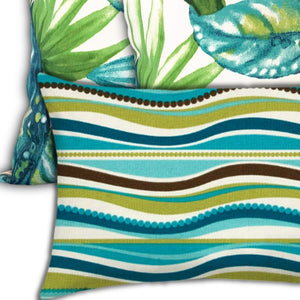 Homeroots Set Of Three 18" X 18" White And Green Zippered Tropical Throw Indoor Outdoor Pillow  Uv Protected Polyester 416754