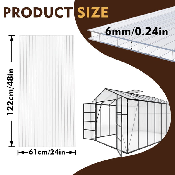 English Elm 4' 4ft Twin Wall Polycarbonate Panels Uv Blocking Insulated Greenhouse Roofing 10 Pack W3213P458677