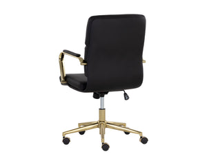 Sunpan Kleo Modern Office Chair with Gold Stainless Steel Frame and Luxurious Faux Leather for Comfort Onyx