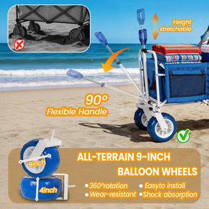 English Elm Beach Wagon with Extendable Tailgate All-terrain Tires and 500 Lb Steel Frame W2932P426706