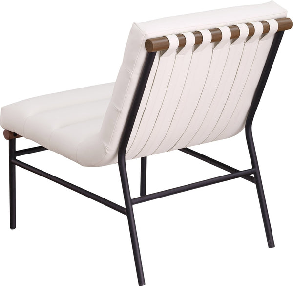 Meridian Furniture Burke Channel Tufted Vegan Leather Accent Chair with Stylish Base for Modern Living Room Seating Cream 416Cream