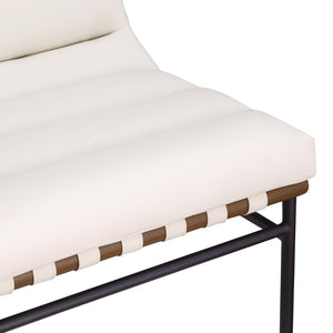 Meridian Furniture Burke Channel Tufted Vegan Leather Accent Chair with Stylish Base for Modern Living Room Seating Cream 416Cream