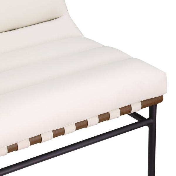Meridian Furniture Burke Channel Tufted Vegan Leather Accent Chair with Stylish Base for Modern Living Room Seating Cream 416Cream